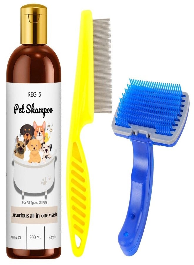 Regiis Pet Shampoo with Keratin and Kernal Oil, 200 ml, All-in-One Wash for Dogs (Pack of 3) - Image 1